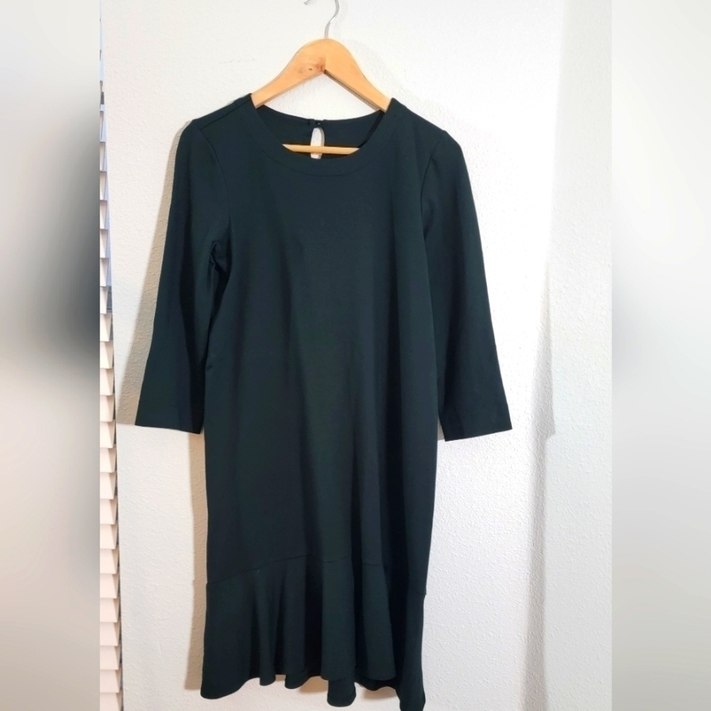J jill Ponte Knit Windows size Small dark green dress.